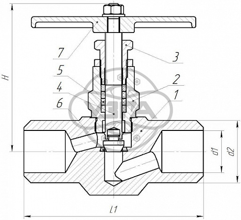 Клапан запорный Dn15 Pn100 под приварку Ст. 20 15с68нж