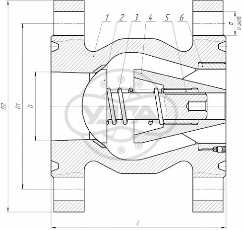 Клапан обратный осесимметричный под приварку Dn350 Pn160 Ст. 20