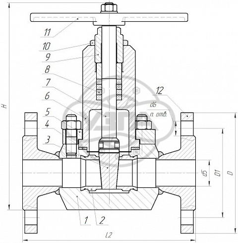 Задвижка клиновая стальная фланцевая Dn40 Pn63 12Х18Н10Т 31нж45нж