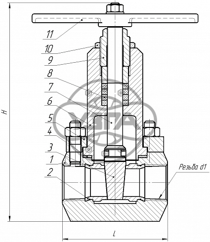 Задвижка клиновая стальная муфтовая Dn32 Pn25 12Х18Н10Т 30нж64нж