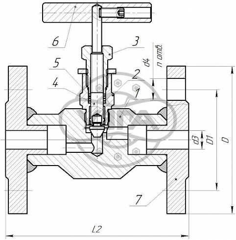 Клапан запорный Dn20 Pn16 фланцевый 12Х18Н10Т 15нж68нж-01