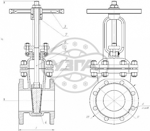 Задвижка клиновая литая фланцевая Dn100 Pn16 Ст. 20 (25Л) 30с41нж