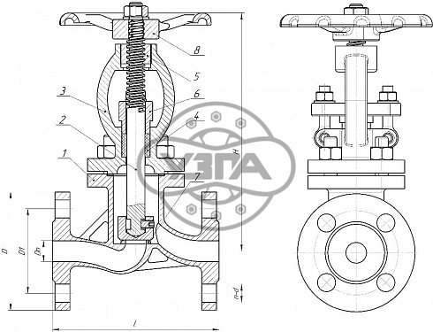 Клапан запорный Dn15 Pn40 фланцевый 20ГЛ 15лс22нж
