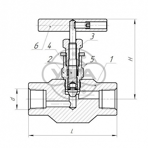 Клапан запорный Dn15 Pn160 муфтовый 09Г2С 15лс68нж-01