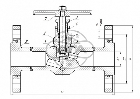 Клапан запорный Dn15 Pn16 фланцевый 10Х17Н13М2Т 15нж52нж